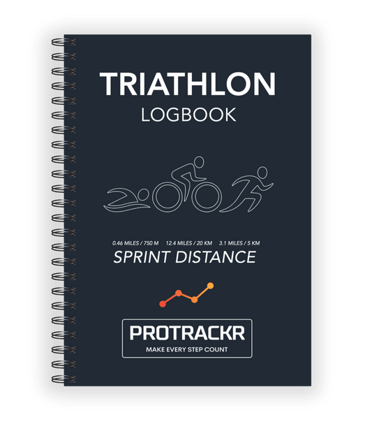 Sprint Distance Triathlon Training Logbook, Navy Cover